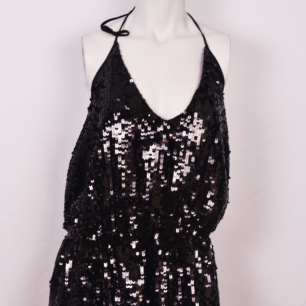 GUDI Black Sequin Halter Dress (XL) NWT